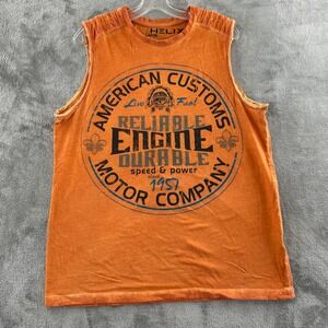 HELIX American Motor Company Sleeveless T-Shirt Mens L Orange Tank Top Live Fast